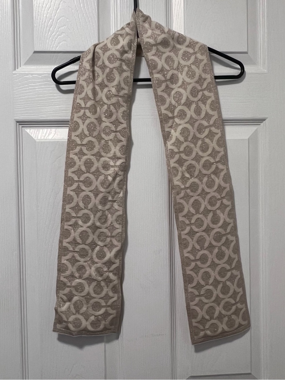 Coach Signature Circle Pattern Scarf in Beige and Taupe